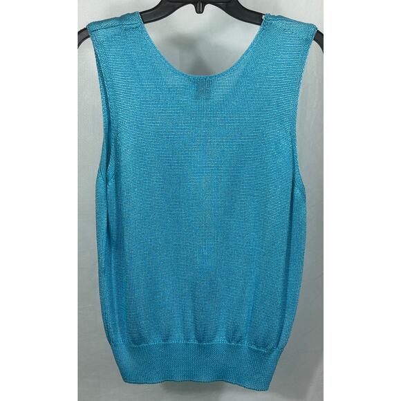 FIA Italia Turquoise Sleeveless Knit Sweater Vest Size L Handloomed Taiwan - Picture 2 of 3